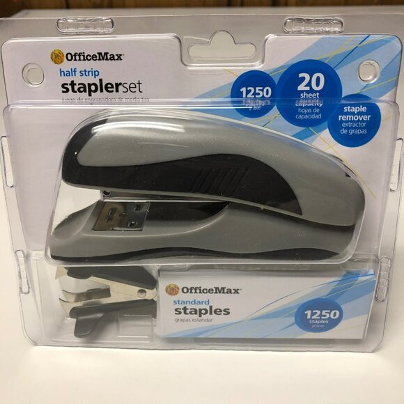 OFFICEMAX HALFSTRIP STAPLER SET‎ NEW WITH TAG - Picture 2 of 6